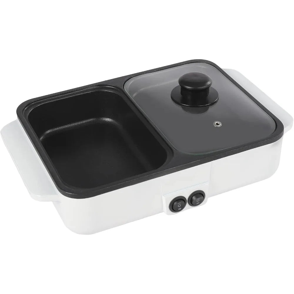 Hot Pot With Grill, Electric Shabu Shabu Pot 2 in 1 NonStick