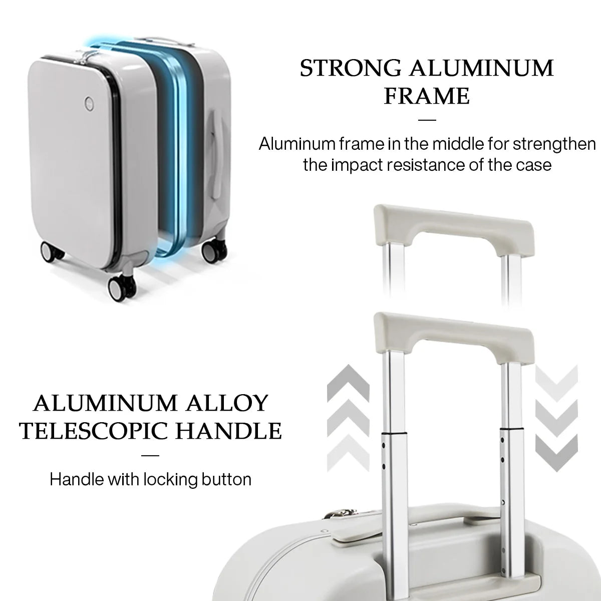 Mixi Patent Design Aluminum Frame Suitcase Carry On Luggage