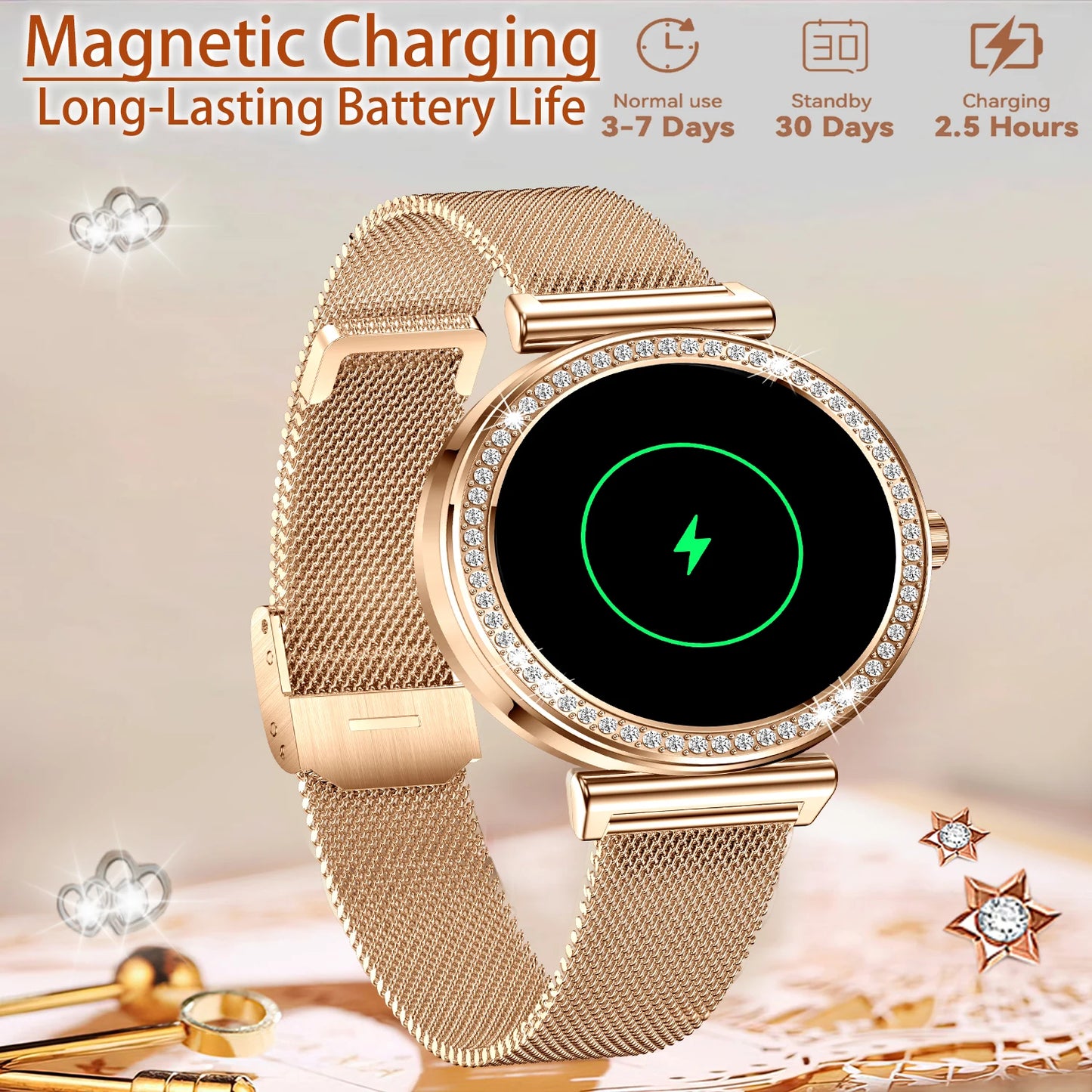 Women Smart Watch Wireless Calls 1.29 Inch Touchscreen