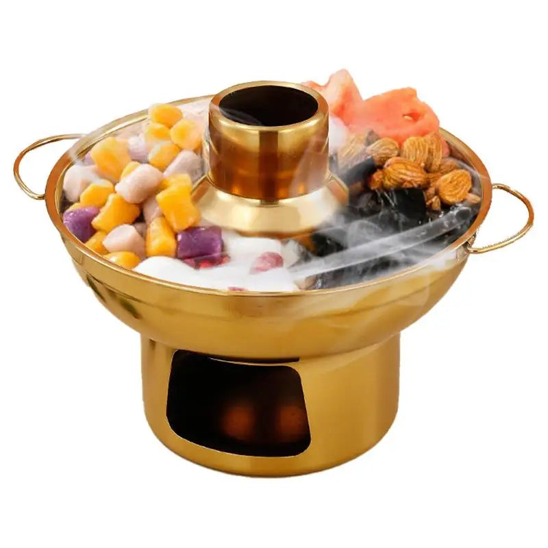 Stainless Steel Hot Pot Dry Ice Milk Tea Container For Desserts