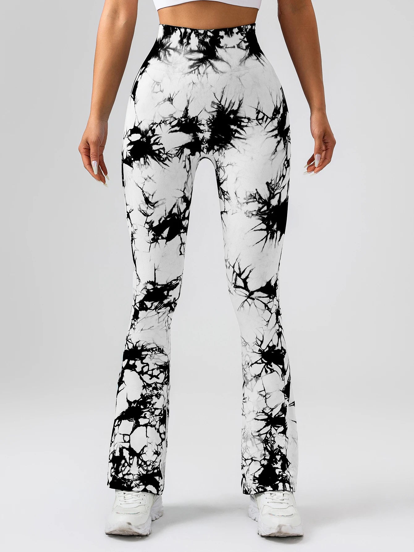 4 Pack US Local Women's Tie Dye Flared Yoga Pants High Waisted Hip Lift Athletic Leggings Wide Leg Gym Pants