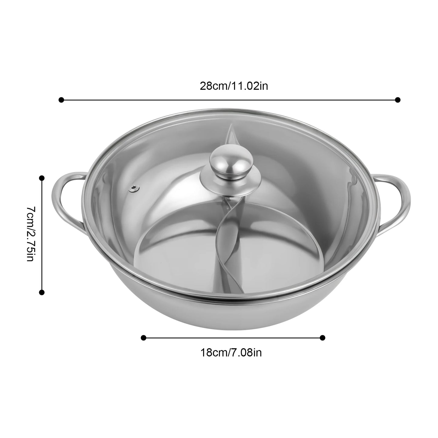 28/32/34cm 304 Stainless Steel Hot Pot Set with Lid and Spoon