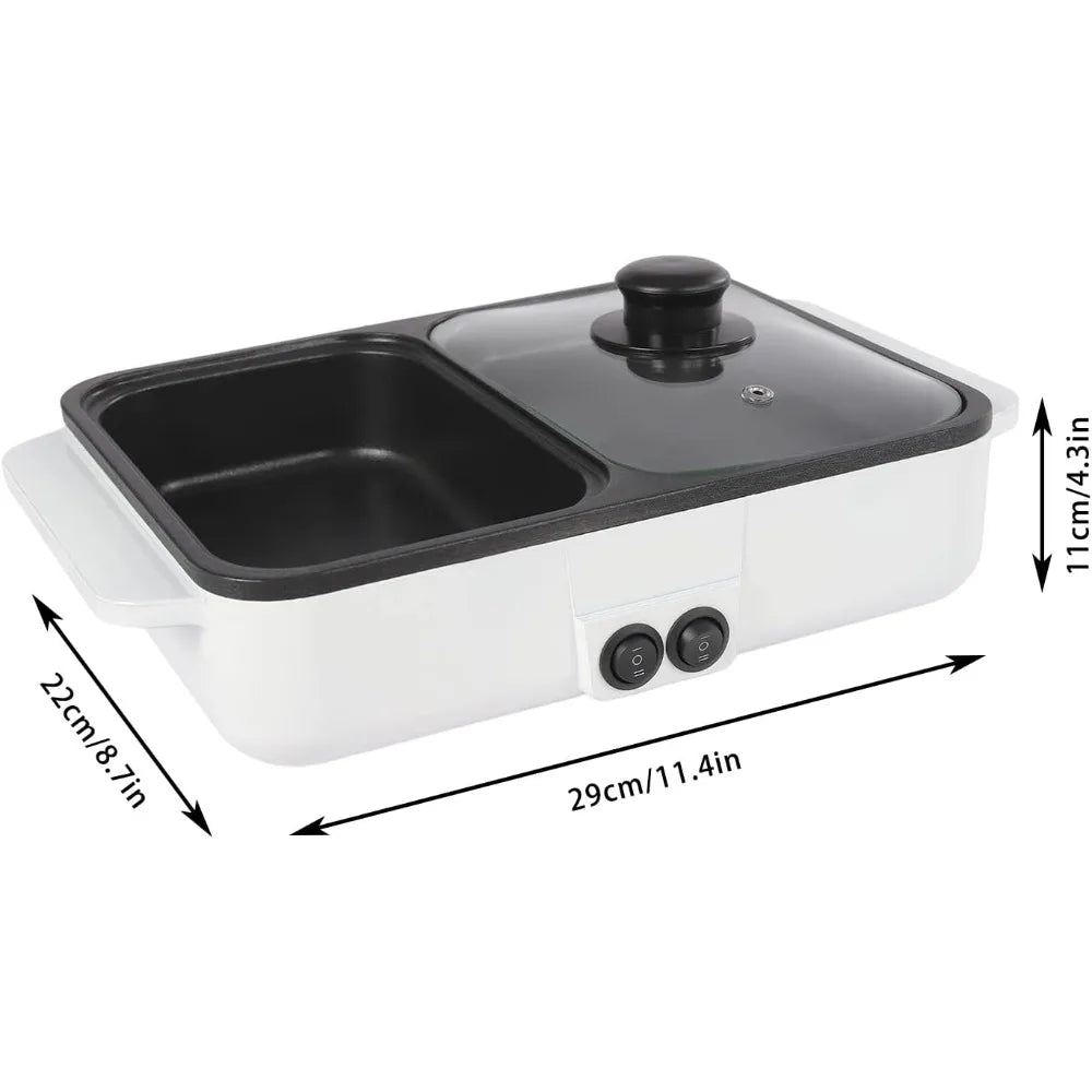 Hot Pot With Grill, Electric Shabu Shabu Pot 2 in 1 NonStick