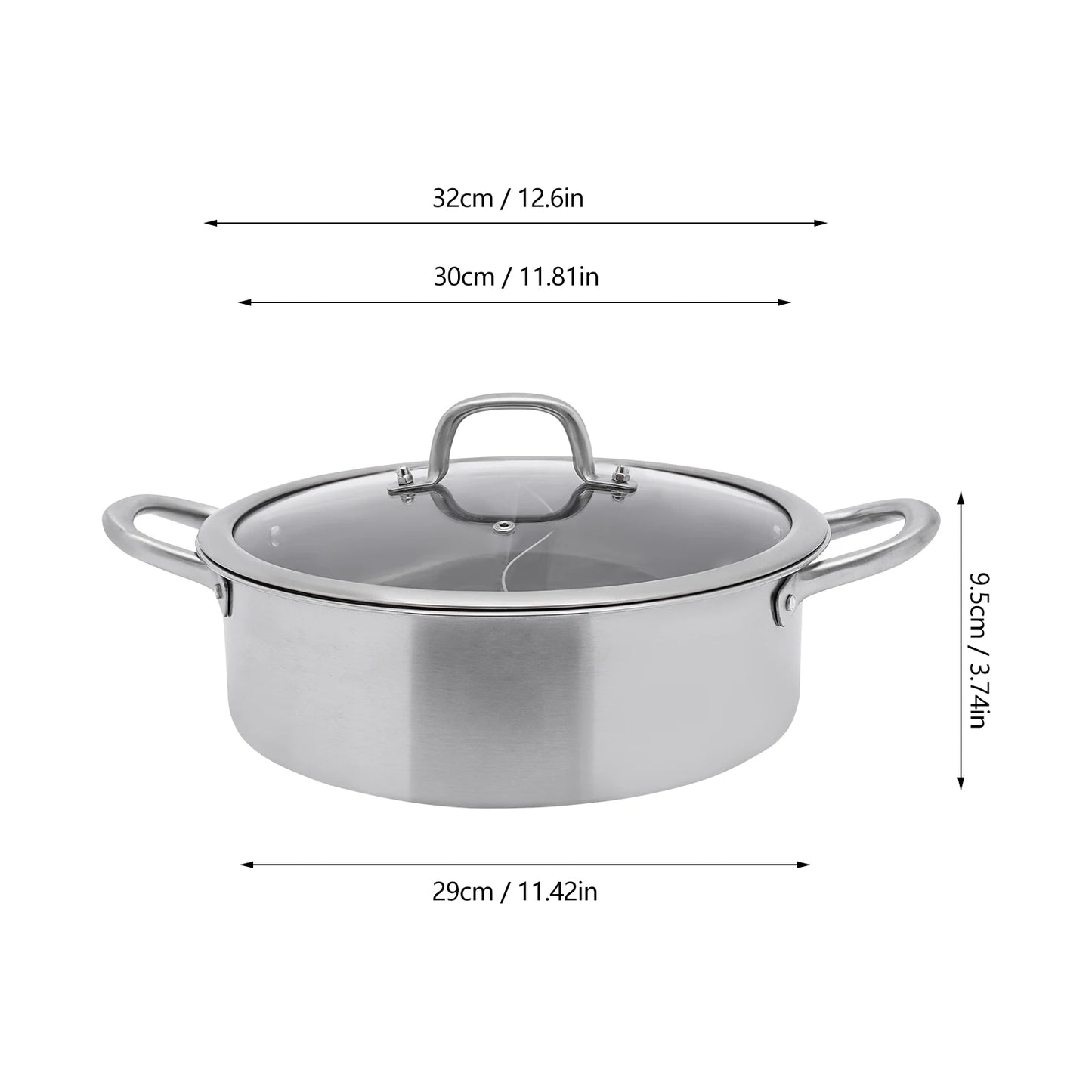 28/32/34cm 304 Stainless Steel Hot Pot Set with Lid and Spoon