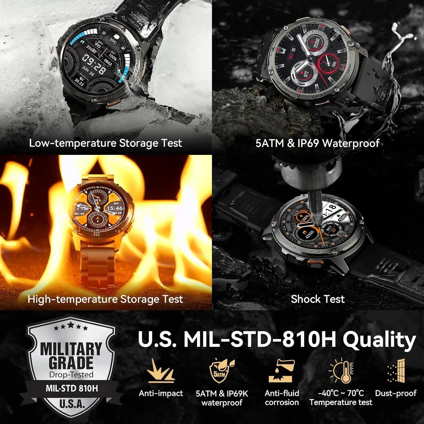2024 Original AMAZTIM TANK T3 Smartwatches For Men Women