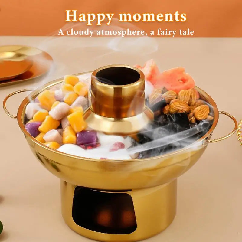 Stainless Steel Hot Pot Dry Ice Milk Tea Container For Desserts