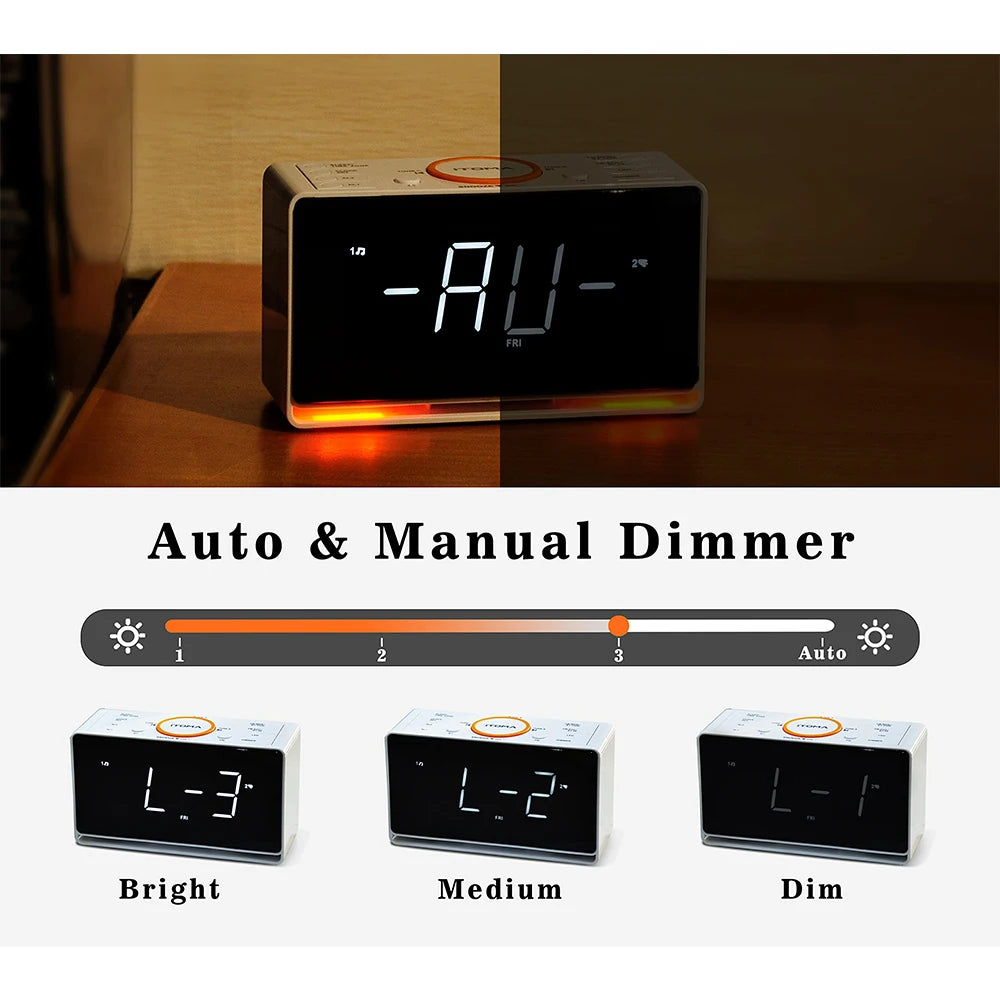 Alarm Clock Radio with Bluetooth, FM Radio and USB Charger