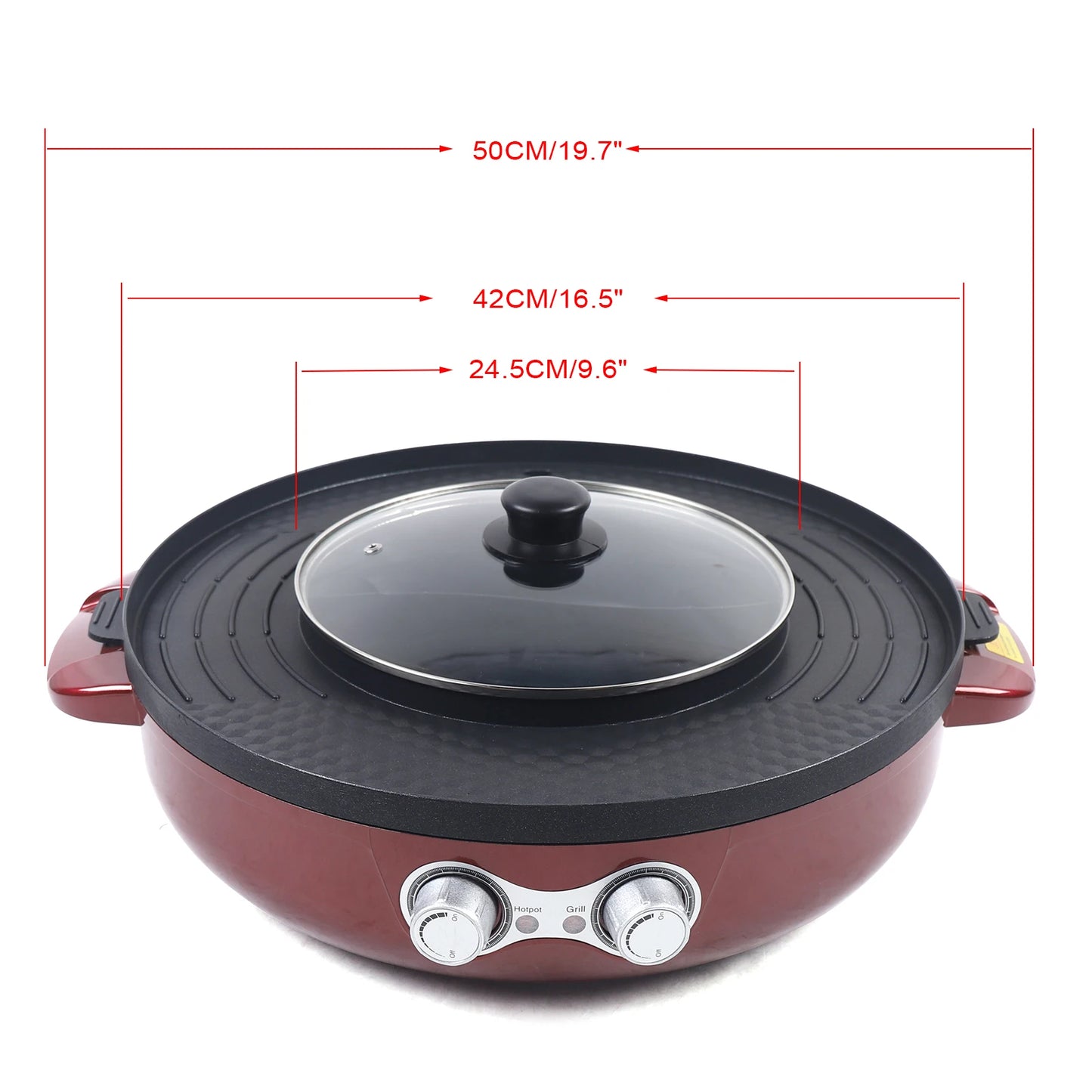 2 In 1 Electric Hot Pot BBQ Grill 2200W Portable Skillet