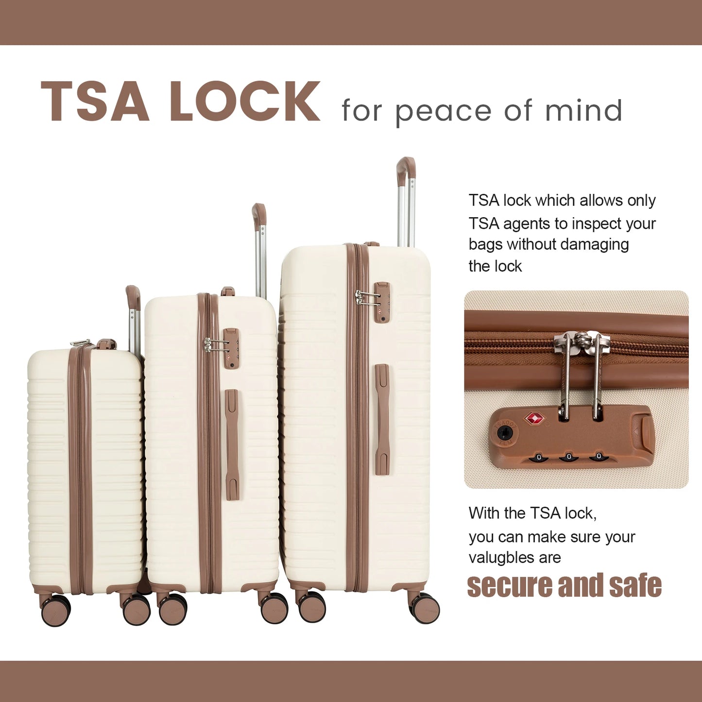 Luggage Sets 3-Piece Suitcases with Double Spinner Wheel