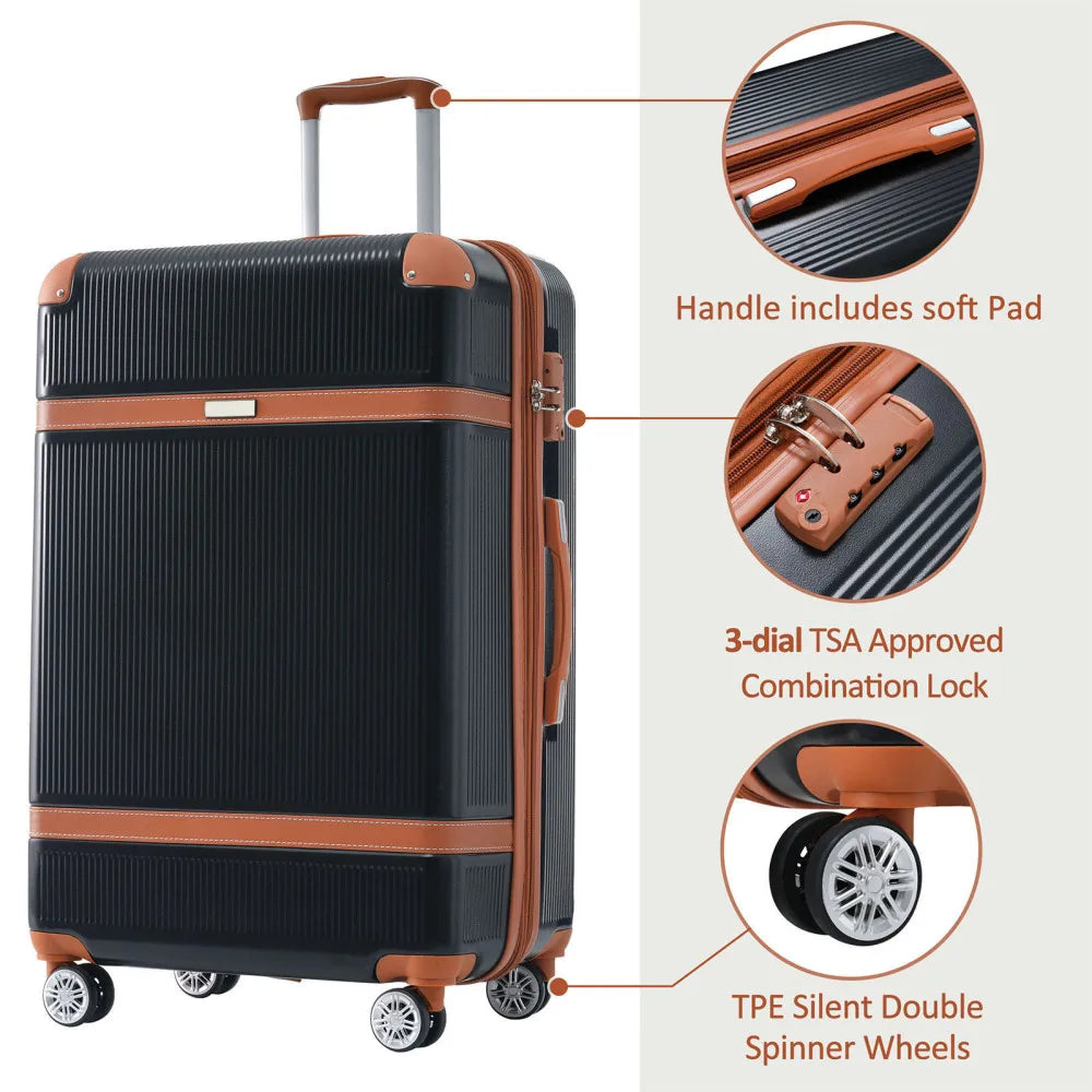 Hardshell Luggage Sets 3 Piece Double Spinner 8 Wheels Suitcase with TSA Lock Lightweight 20 24 28