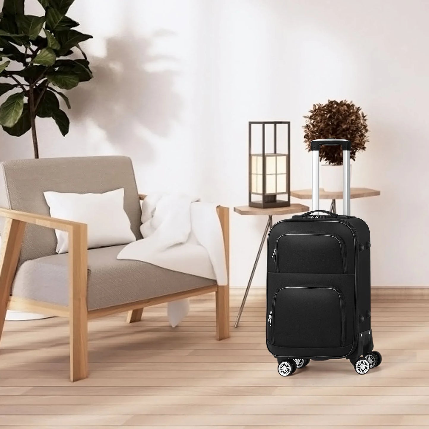 Soft Edged Travel 20 Inch Lightweight Luggage With Rotating Wheels