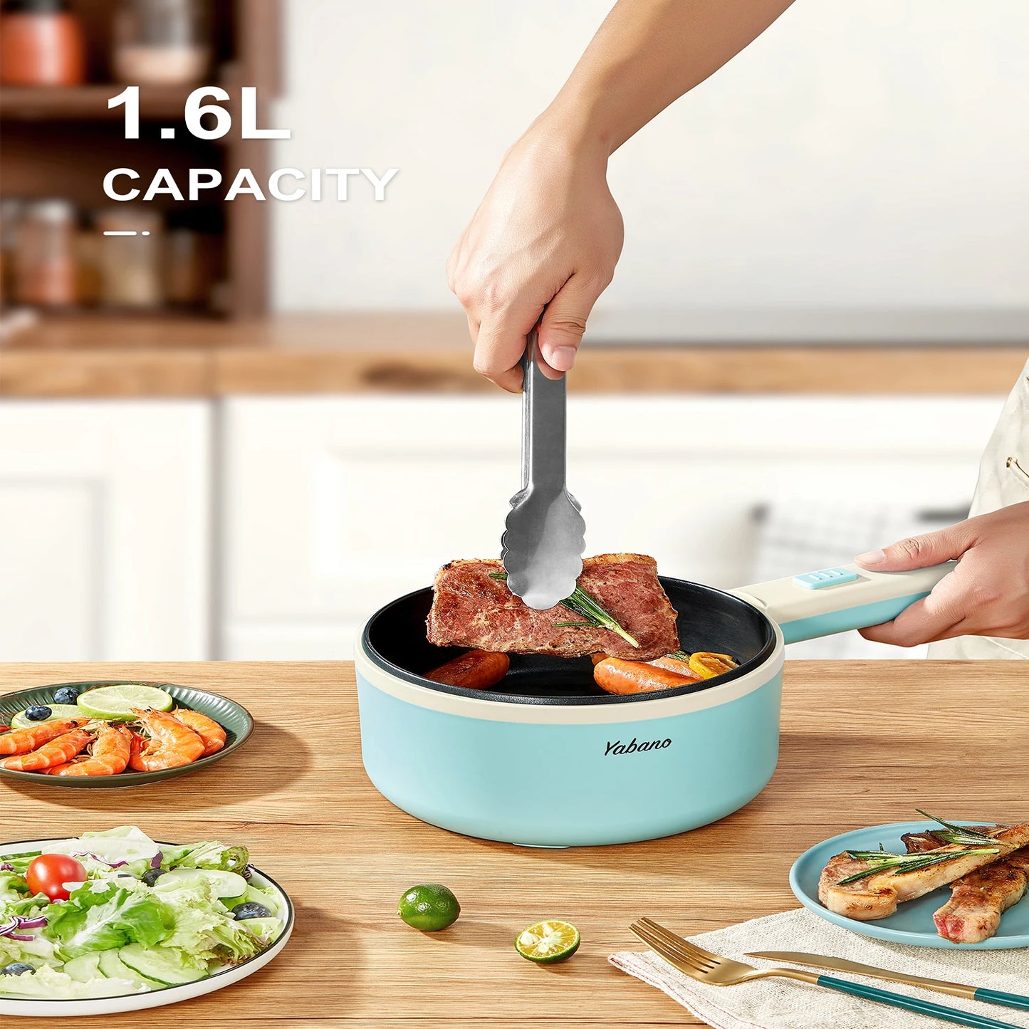 Yabano Electric Pot 850W Non-Stick Hot Pot 1.6L Cooker