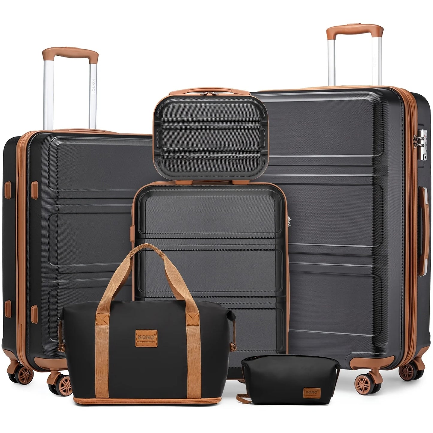 Kono 6-Piece Luggage Set, Lightweight Hard Shell Suitcases