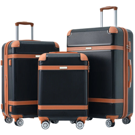 Hardshell Luggage Sets 3 Piece Double Spinner 8 Wheels Suitcase with TSA Lock Lightweight 20 24 28