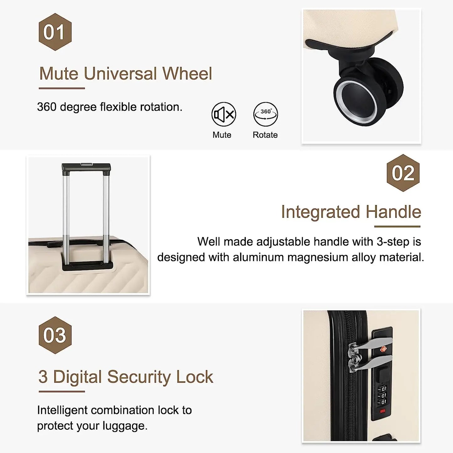 3 Pieces Luggage Set Softside Travel Suitcase with Spinner Wheels