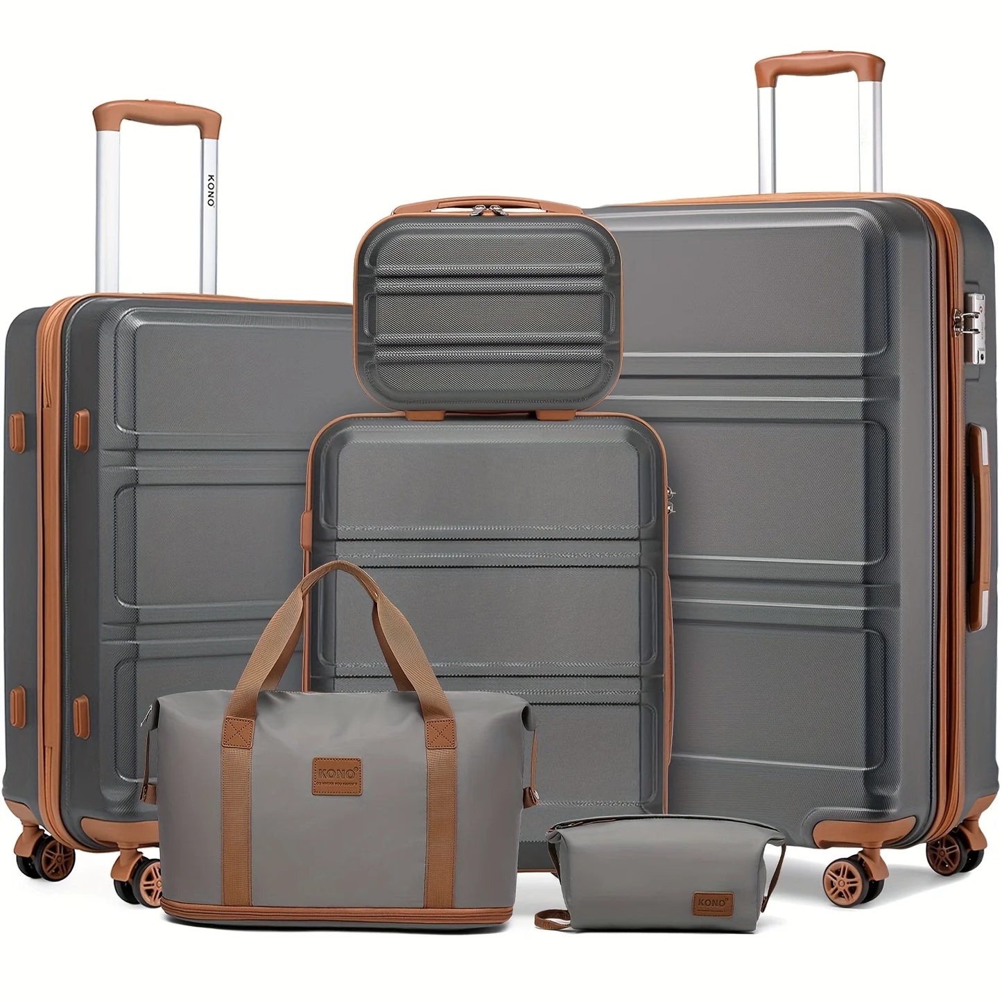 Kono 6-Piece Luggage Set, Lightweight Hard Shell Suitcases
