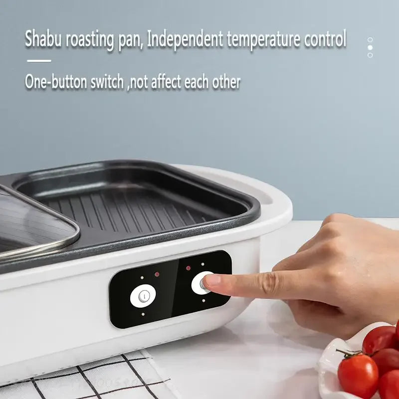 2 In 1 Electric Multi Cooker Shabu Pot And Griddle BBQ Grill