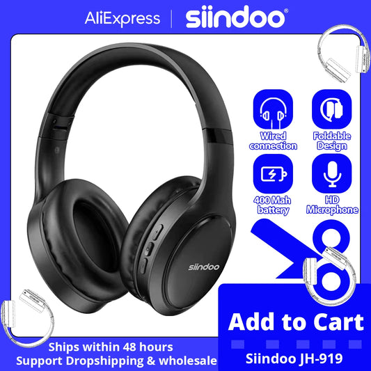 Siindoo JH-919 Wireless Bluetooth Headphones Foldable Earphones
