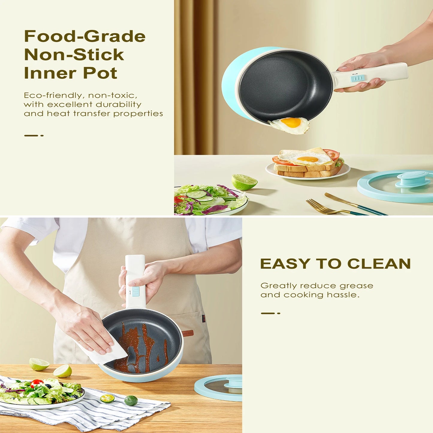 Yabano Electric Pot 850W Non-Stick Hot Pot 1.6L Cooker