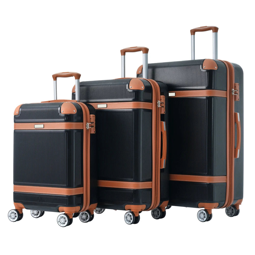 Hardshell Luggage Sets 3 Piece Double Spinner 8 Wheels Suitcase with TSA Lock Lightweight 20 24 28