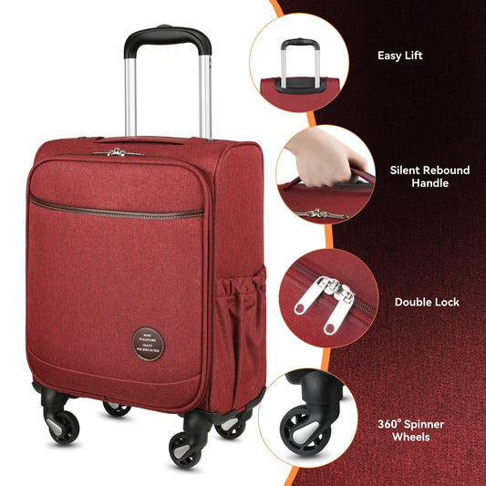 LUGGEX Underseat Carry-on Luggage with Wheels Red 15 Inch