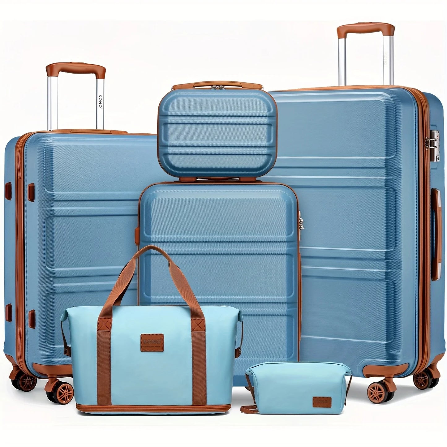 Kono 6-Piece Luggage Set, Lightweight Hard Shell Suitcases