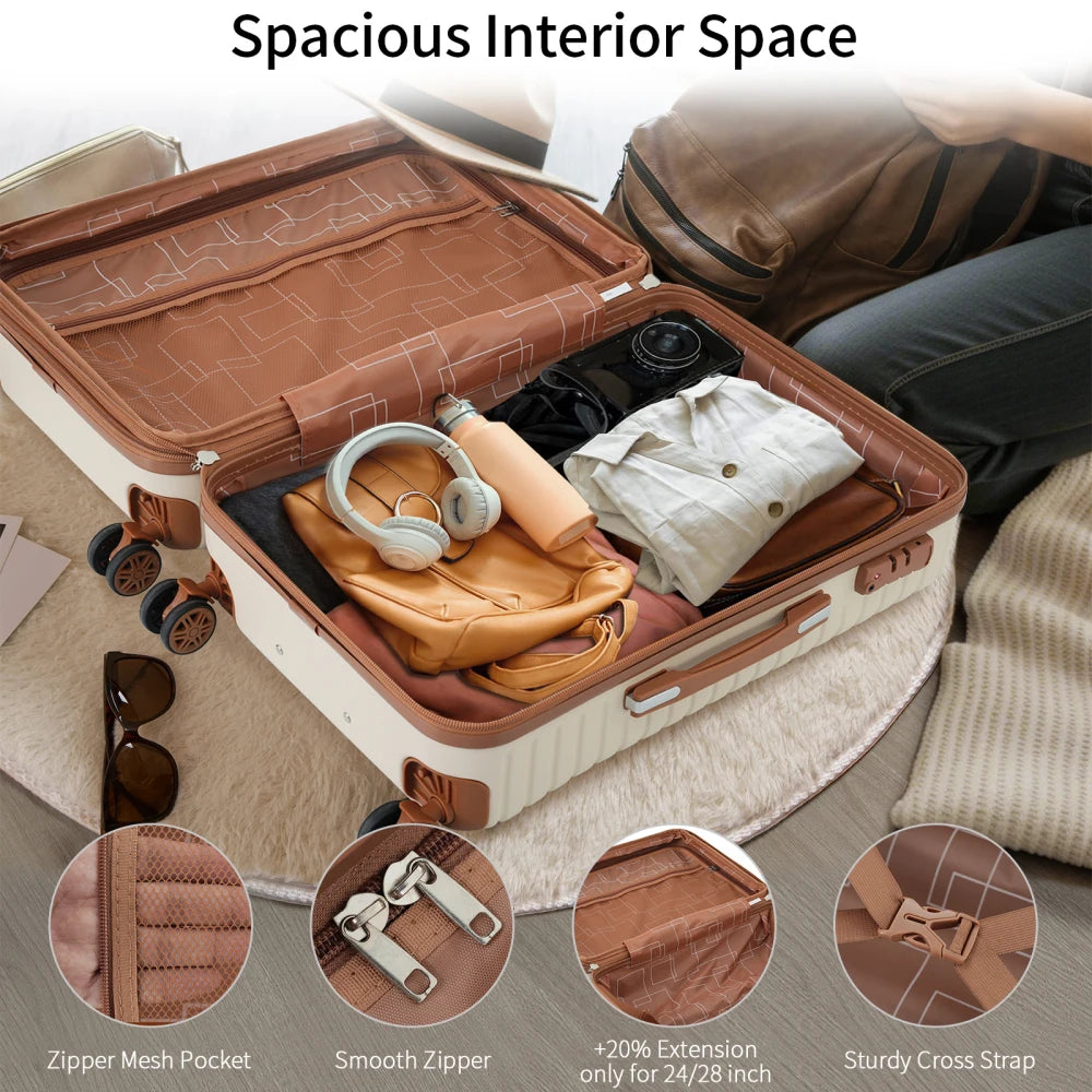 4 Piece Luggage Set Suitcase Set with 4 Packing Cubes