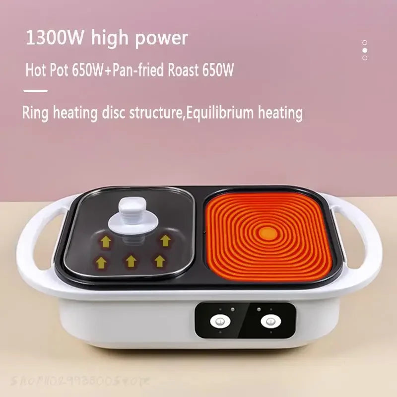 2 In 1 Electric Multi Cooker Shabu Pot And Griddle BBQ Grill