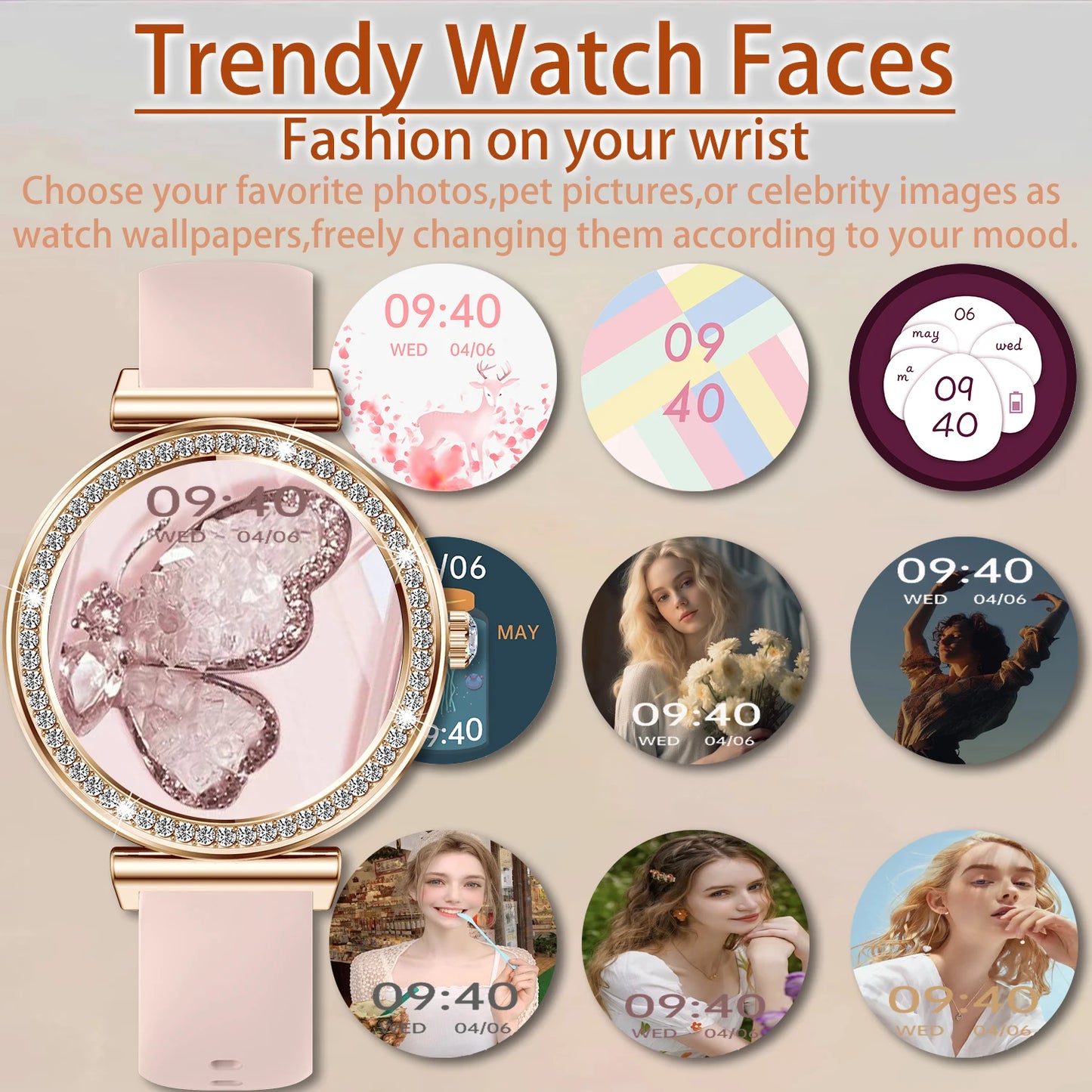 Women Smart Watch Wireless Calls 1.29 Inch Touchscreen
