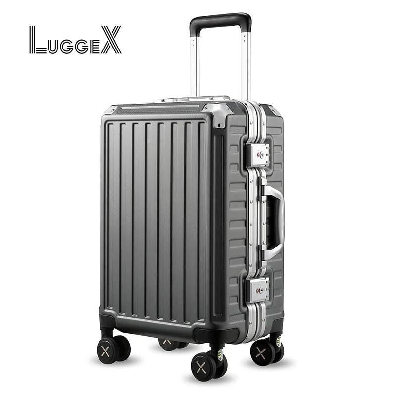 LUGGEX Luggage with Spinner Wheels 20-Inch Black Carry-On