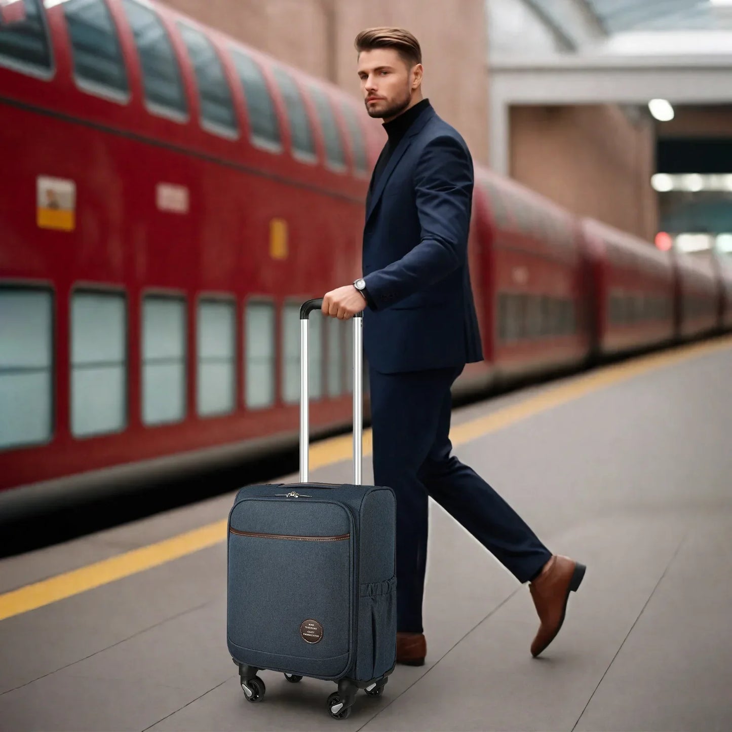 LUGGEX Underseat Carry-on Luggage with Wheels Red 15 Inch