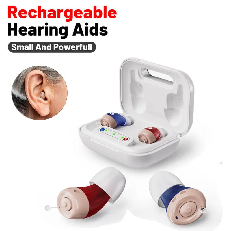 JINGHAO 1 Pair Mini Hearing Aids Rechargable In Ear Enhancer