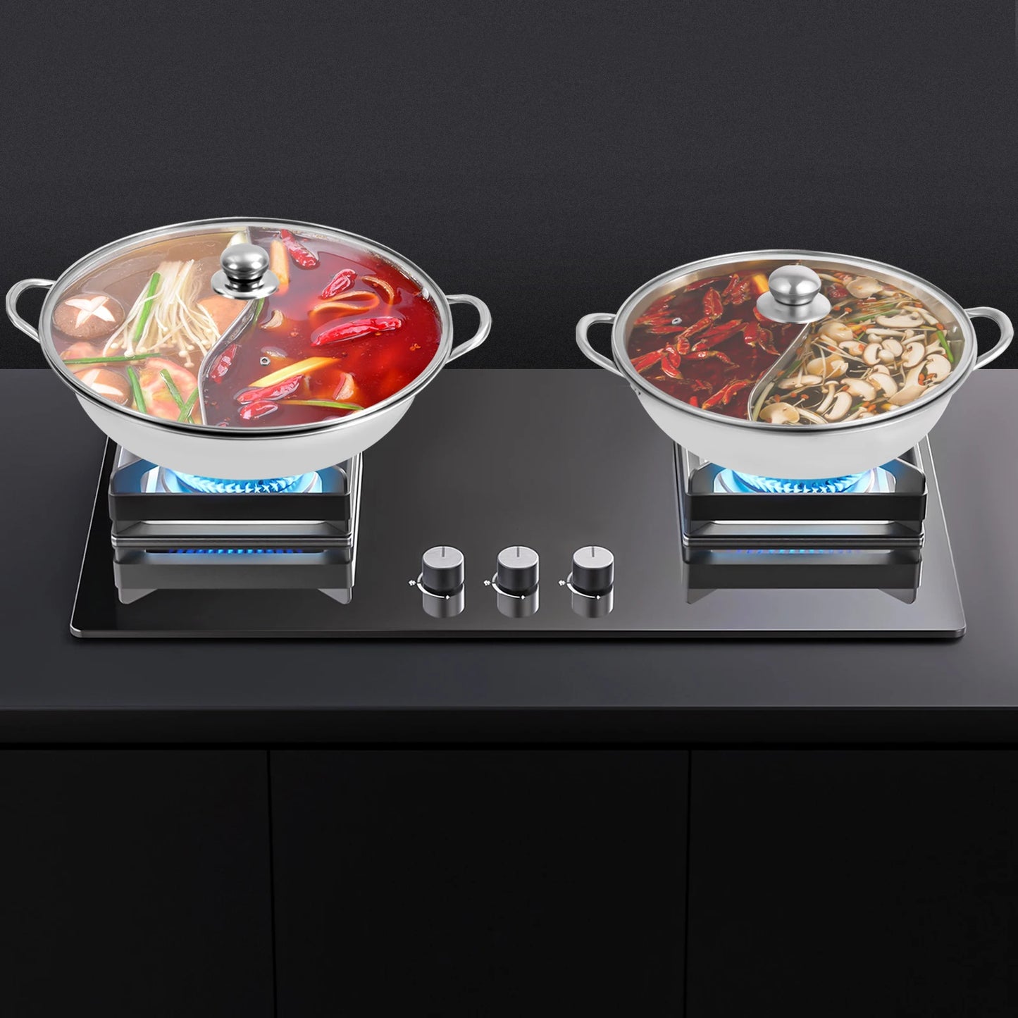 28/32/34cm 304 Stainless Steel Hot Pot Set with Lid and Spoon