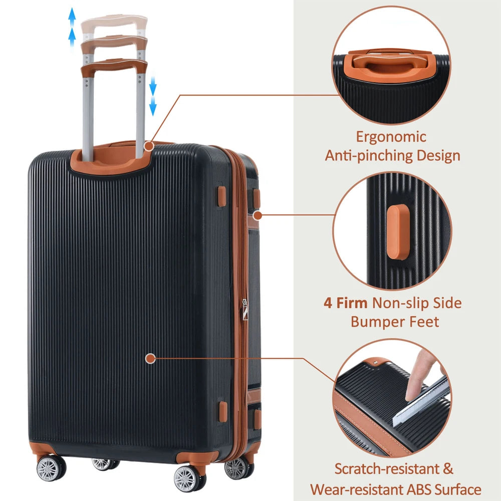 Hardshell Luggage Sets 3 Piece Double Spinner 8 Wheels Suitcase with TSA Lock Lightweight 20 24 28
