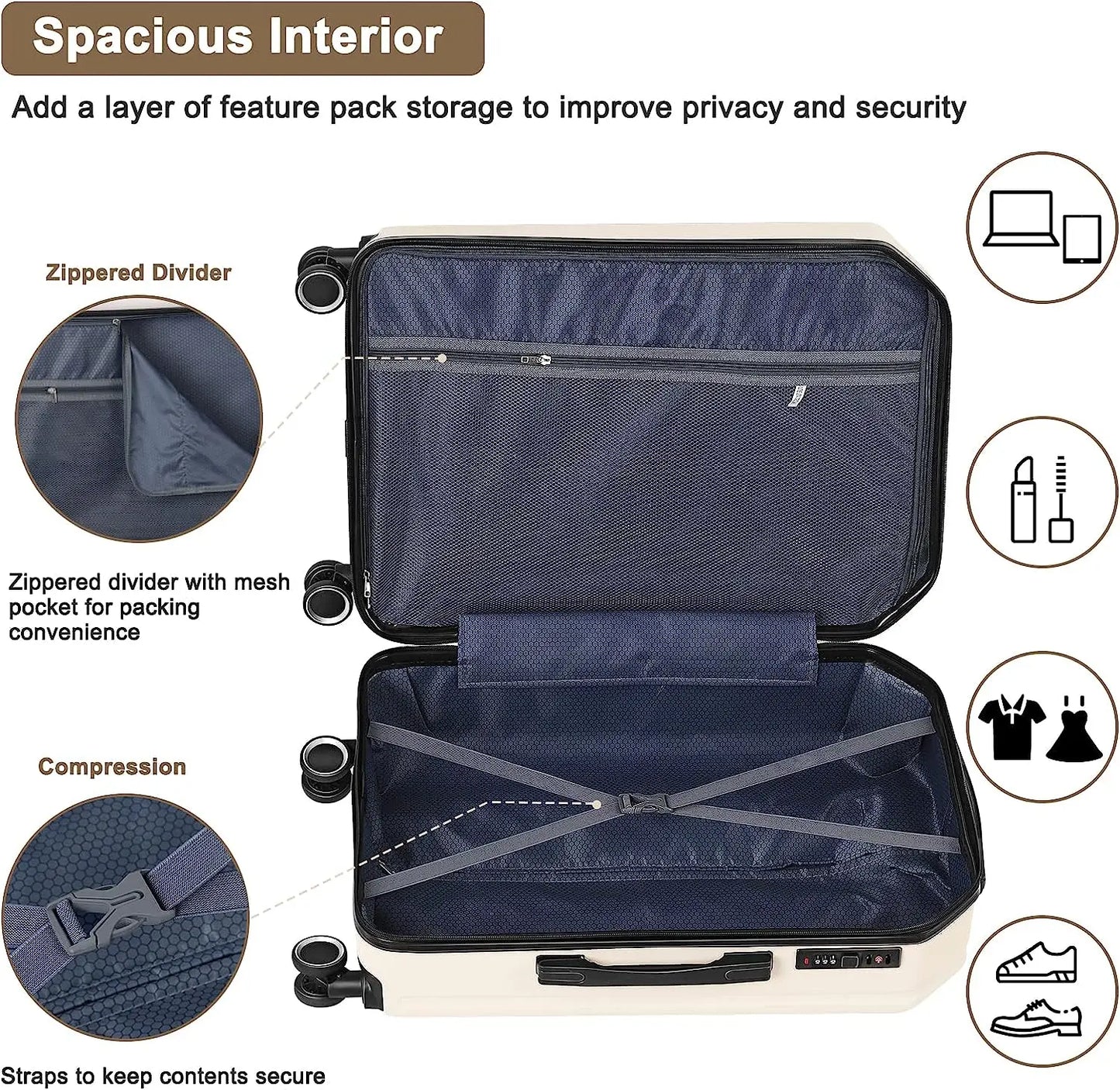3 Pieces Luggage Set Softside Travel Suitcase with Spinner Wheels