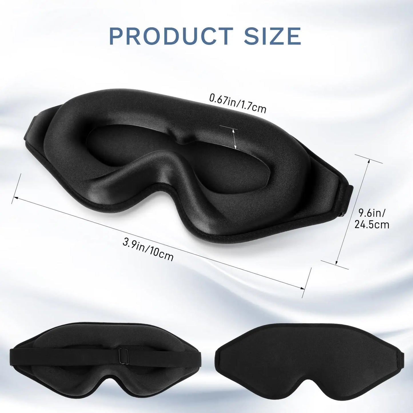 2pcs Total Blackout 3D Sleeping Mask, Silky Soft & Adjustable