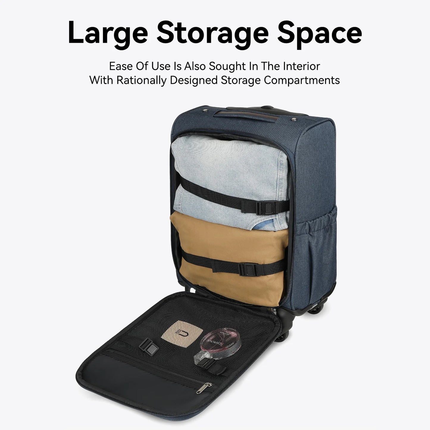 LUGGEX Underseat Carry-on Luggage with Wheels 15 Inch