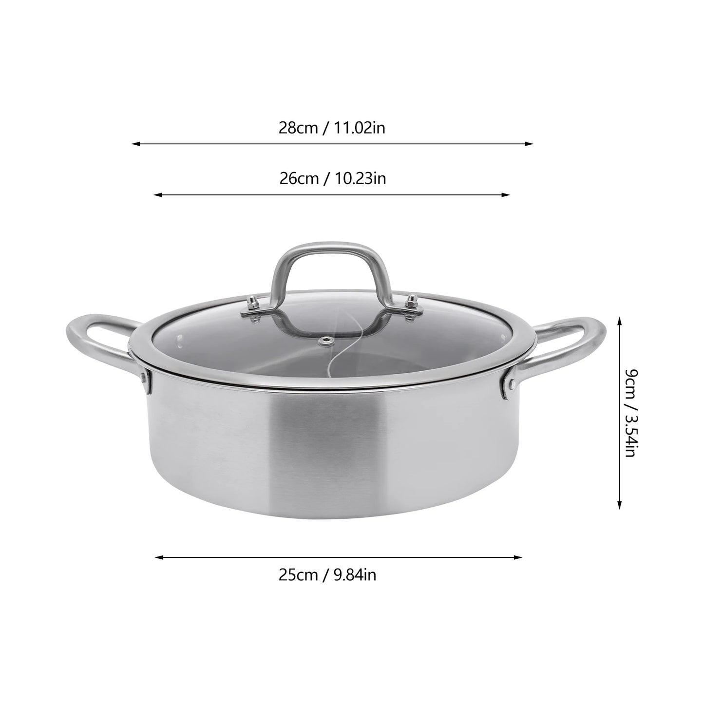 28/32/34cm 304 Stainless Steel Hot Pot Set with Lid and Spoon