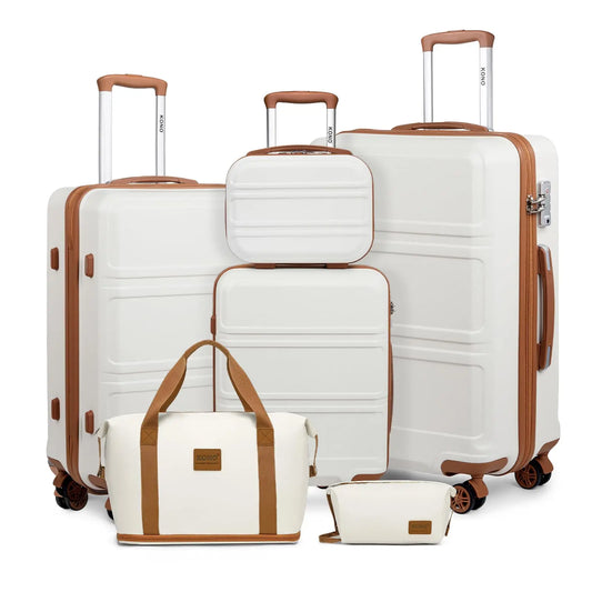 Kono 6-Piece Luggage Set, Lightweight Hard Shell Suitcases