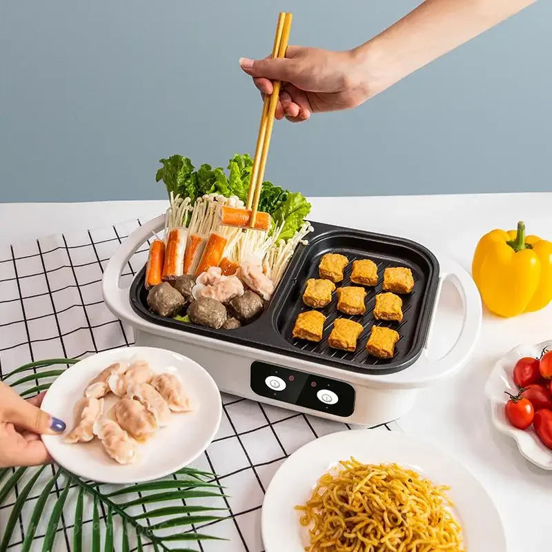 2 In 1 Electric Multi Cooker Shabu Pot And Griddle BBQ Grill