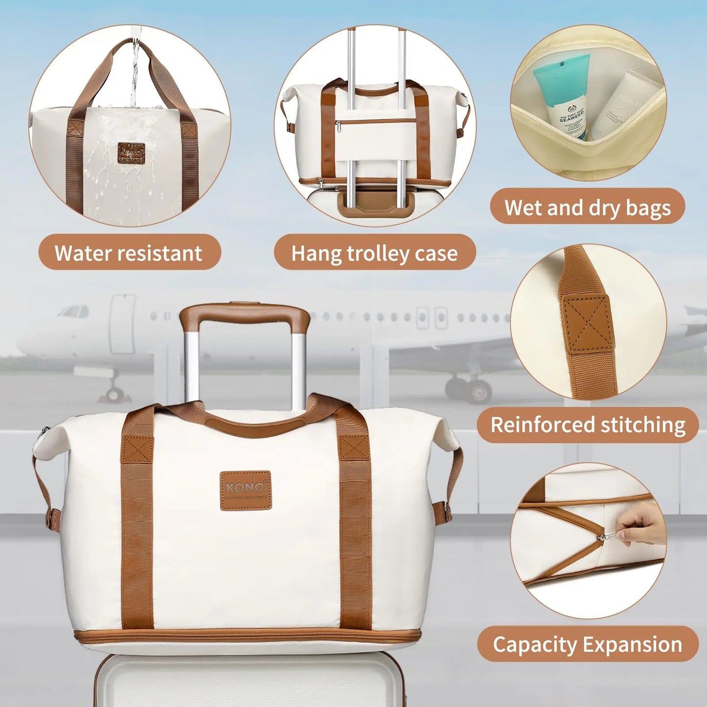 Kono 6-Piece Luggage Set, Lightweight Hard Shell Suitcases