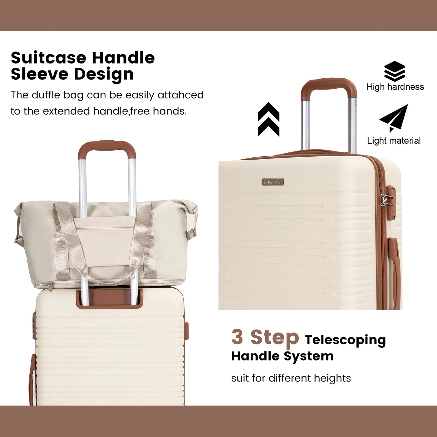 Luggage Sets 3-Piece Suitcases with Double Spinner Wheel