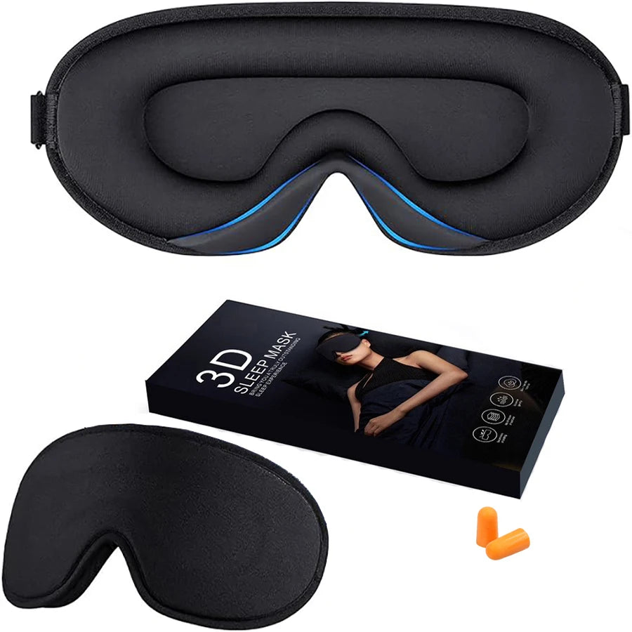 2pcs Total Blackout 3D Sleeping Mask, Silky Soft & Adjustable