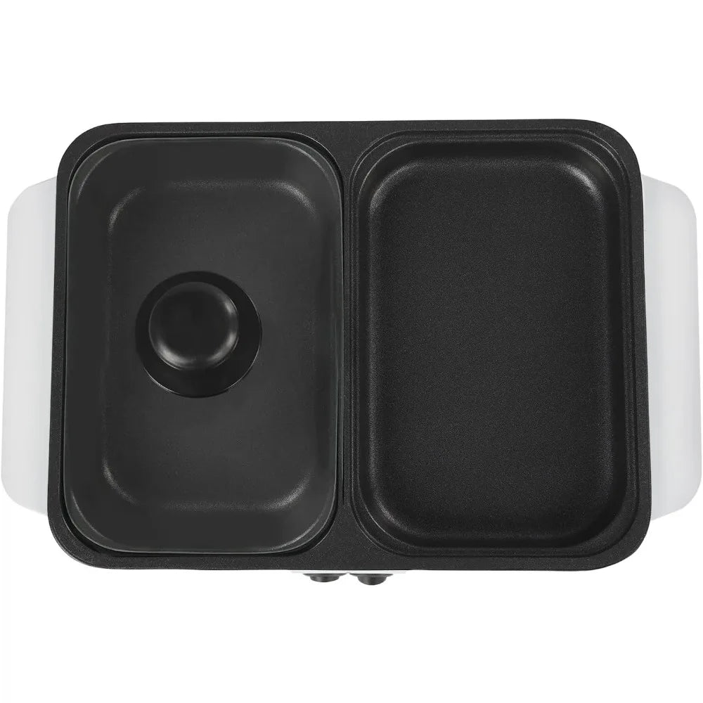 Hot Pot With Grill, Electric Shabu Shabu Pot 2 in 1 NonStick