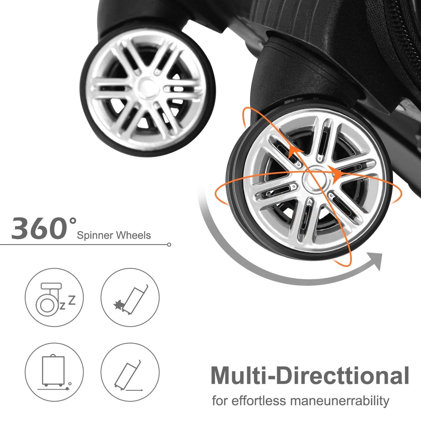 Soft Edged Travel 20 Inch Lightweight Luggage With Rotating Wheels