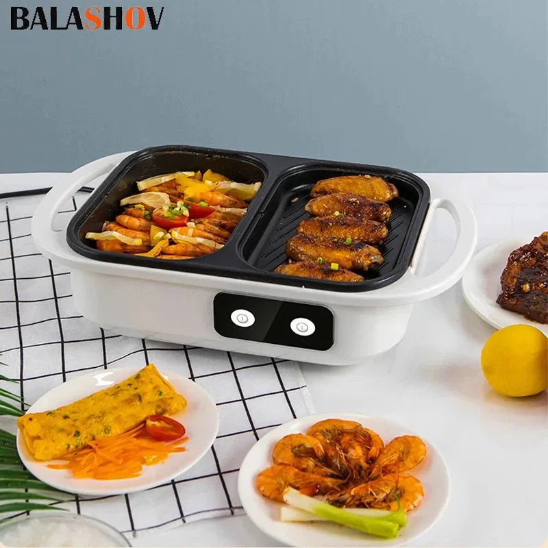 2 In 1 Electric Multi Cooker Shabu Pot And Griddle BBQ Grill