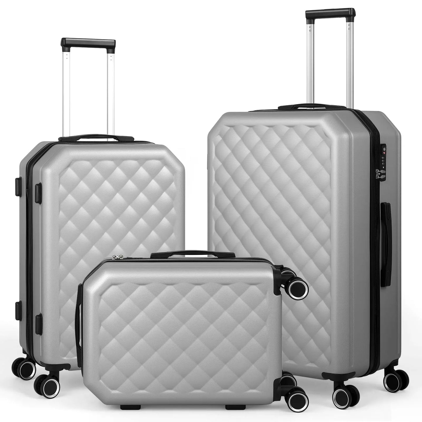 3 Pieces Luggage Set Softside Travel Suitcase with Spinner Wheels