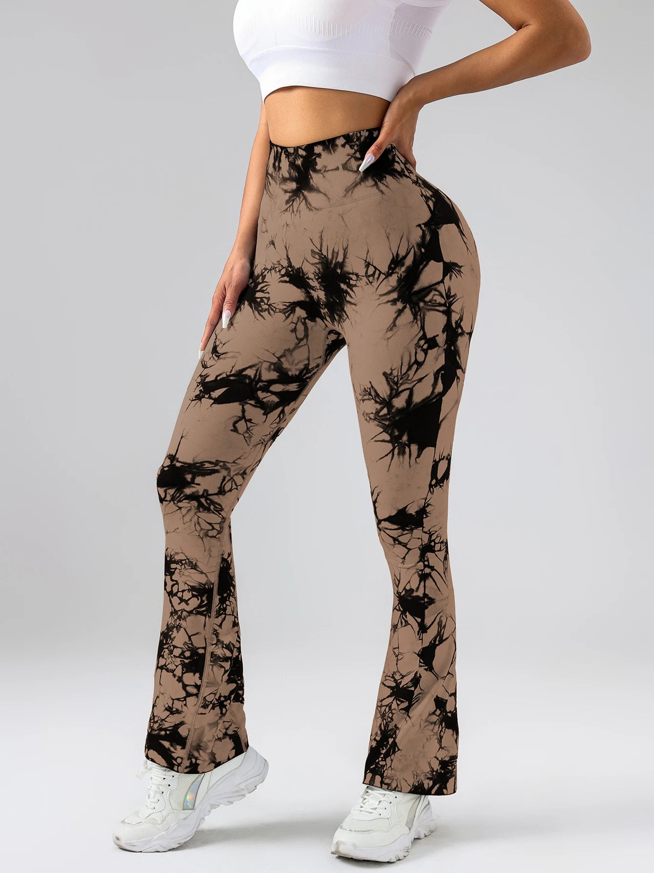4 Pack US Local Women's Tie Dye Flared Yoga Pants High Waisted Hip Lift Athletic Leggings Wide Leg Gym Pants