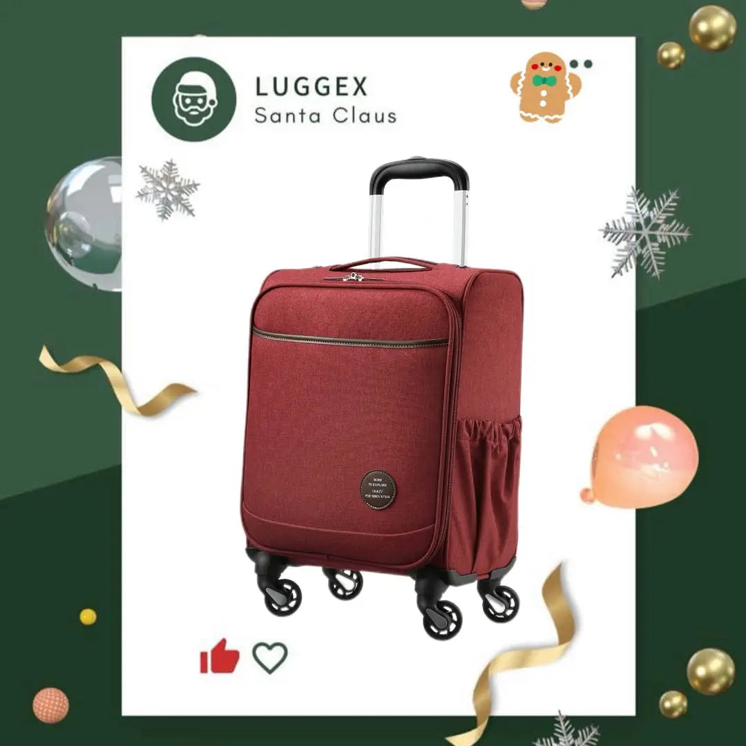 LUGGEX Underseat Carry-on Luggage with Wheels Red 15 Inch