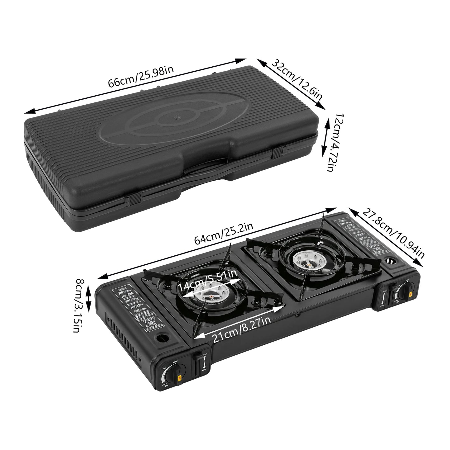 Portable Camping Double Head Card Stove Hot Pot Outdoor Barbecue Gas Stove